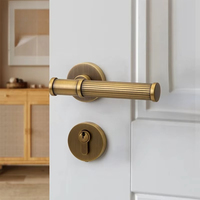 Ensemble de serrures de porte vintage style français, poignée en laiton silencieuse pour portes intérieures en bois massif, barre de verrouillage mécanique premium