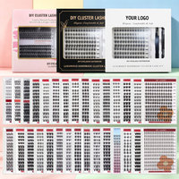 Kit de cils individuels en grappe DIY avec logo personnalisé, 0.07, 12 rangées, étanche, avec pince à épiler et colle, vente en gros