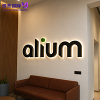 Enseigne lumineuse LED personnalisée noire mate, logo LED éclairé pour la décoration de réception, enseigne murale extérieure pour entreprise