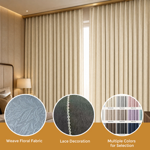 Ösenvorhang aus Chenille mit Verdunkelungsfunktion, Rosen-Jacquard, Wasserdicht und Antibakteriell, Maßanfertigung für Hotel, Villa, Apartment - Product Image 1