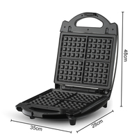 Grille-pain pour petit-déjeuner, grandes plaques en acier inoxydable, 4 tranches, gaufrier, panini grill, 3 en 1, appareil à sandwich