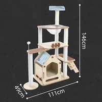 Arbre à chat de luxe personnalisé en bois avec griffoir en sisal en forme de moulin à vent