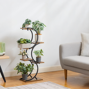 Support de plante d'intérieur 6 niveaux en fer forgé vert support de plante d'intérieur à plusieurs niveaux utiliser bureau décor à la maison - Product Image 1