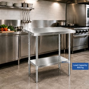 Banco da Lavoro Commerciale in Acciaio Inox 304/201, Finitura Opaca Spazzolata, Capacità di Carico 300kg/m, per Aree di Preparazione Alimenti e Cucine Commerciali - Product Image 4