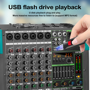 Gt6 Âm Thanh Kỹ Thuật Số Giao Diện Điều Khiển Mixer 6 Kênh Chuyên Nghiệp Âm Thanh Mixer Với Bộ Khuếch Đại 350W * 2 Giao Diện Điều Khiển - Product Image 3