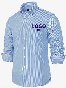 <span class=keywords><strong>Camicia</strong></span> Casual a Maniche Lunghe per <span class=keywords><strong>Uomo</strong></span>, Estiva, Traspirante in Poliestere/Cotone con Ricamo # <span class=keywords><strong>Camicia</strong></span> a <span class=keywords><strong>Righe</strong></span> con Bottoni e Logo RL # RL - Product Image 5