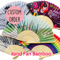Éventail en papier pliable personnalisé avec logo, style folklorique, publicité, style Japandi, artisanat en bambou, promotions de mariage, souvenir, cadeau