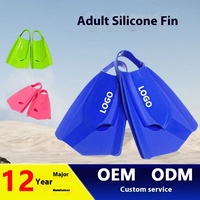 Nouvelles Palmes Courtes Professionnelles en Silicone Écologique WASPO pour la Plongée et l'Entraînement de Natation Freestyle – Taille Moyenne