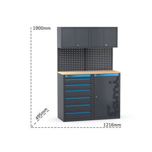 Fami Garage 391 G04 1216mm <b>workshop</b> furniture with <b>drawer</b> unit and door cabinet - Product Image 2