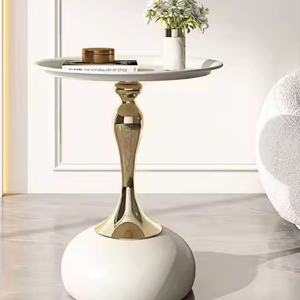 Mesas de Centro Móviles Pequeñas de Estilo Retro, Redondas, Simples, de Metal, Portátiles, de Lujo, Modernas, para Sala de Estar, Mesita de Noche, Dormitorio - Product Image 3