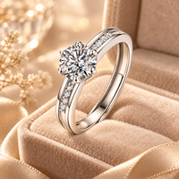 Bague de fiançailles en argent avec moissanite 1 carat pour femme