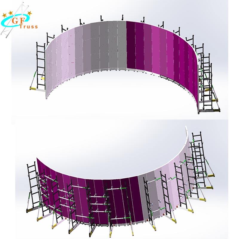 Customized Arc LED Screen Wall Ground Support Systems