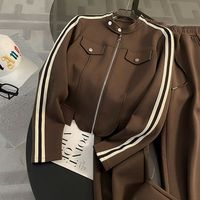 Ensemble de vêtements de sport élégants et sophistiqués pour femmes, automne précoce, cardigan à capuche élégant, pantalon large, coupe décontractée, deux pièces