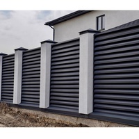 Clôture en aluminium Persienne en aluminium horizontale noire Clôture métallique de jardin Panneaux à lattes Poteau Clôture privée en aluminium