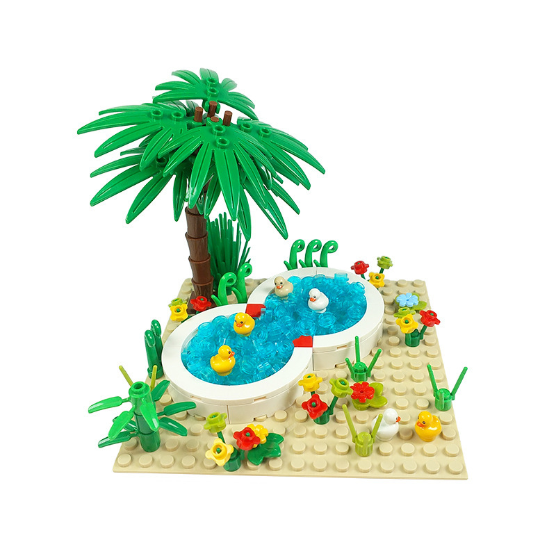 Duck pool with paper drawings