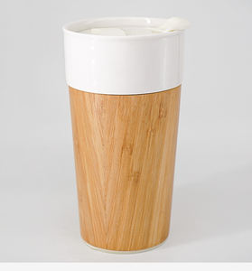 Tasse en céramique de sublimation de haute qualité avec coque en bambou, capacité de 350 ml/12 oz, tasses en porcelaine avec couvercle réglable - Product Image 1