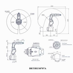 Bras robotisé industriel CE certifié BRTIRUS0707A à 6 axes de haute précision, charge utile de 7 kg, pour soudage, pulvérisation, polissage de noyaux de moteurs - Product Image 3