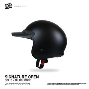 Casco Retro de Media Cara JP Signature, con un Elegante Acabado Negro Mate para una Protección de Estilo Vintage. - Product Image 3