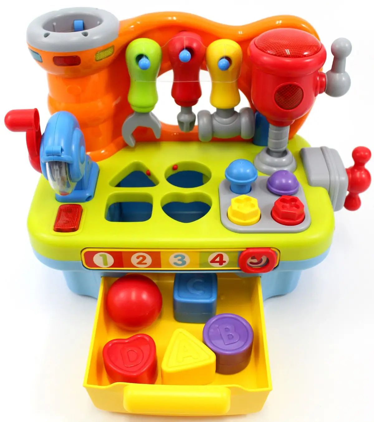 โต๊ะของเล่นมัลติฟังก์ชั่นสำหรับเด็ก,มีเสียงและไฟแสร้งทำเป็นเครื่องมือของเล่นสำหรับเด็กแกล้งทำงานก่อสร้าง