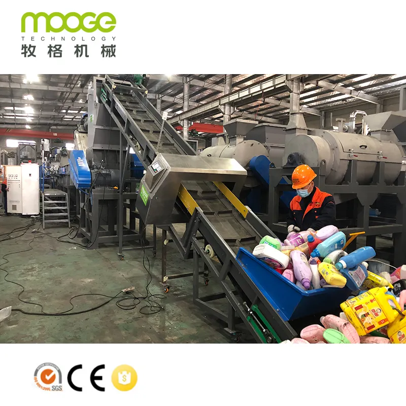 HDPE Plastic Recycling Line PE PP Bottle Crusher Recycling Plant LDPE Washing Plastic Recycling Machine