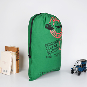 Sac <span class=keywords><strong>de</strong></span> Noël en toile verte avec imprimé traîneau et rennes, grand sac cadeau <span class=keywords><strong>de</strong></span> Noël vert avec cordon <span class=keywords><strong>de</strong></span> serrage pour cadeaux <span class=keywords><strong>de</strong></span> Noël - Product Image 2