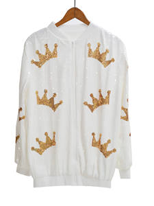 Pronto per la spedizione corona personalizzata giacca da regina di compleanno con paillettes Bling Jersey giacche cappotto di paillettes <span class=keywords><strong>donna</strong></span> abbigliamento all'ingrosso - Product Image 4