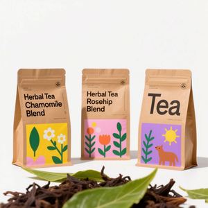 Custom Printed Eco Friendly Food Grade Resealable Zipper Aluminum Foil Mylar Tea Stand up Pouch for Loose Tea - Product Image 2