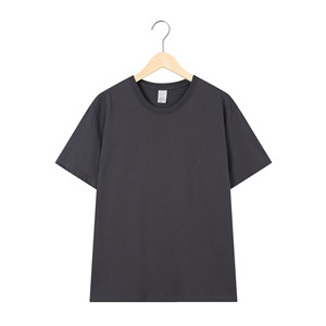 205g verano algodón manga corta personalizado hombres color sólido suelto cuello redondo gran tamaño hombres camiseta base al por mayor - Product Image 6