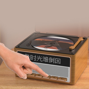 Lecteur CD rétro de type plateau, système audio, lecture USB, lecteur de musique portable avec haut-parleurs, BT MP3, stéréo domestique - Product Image 3