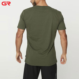 T-shirt extensible 95% <span class=keywords><strong>coton</strong></span> 5% élasthanne de qualité supérieure pour hommes T-shirt d'entraînement coupe athlétique à encolure arrondie - Product Image 3