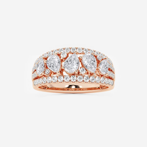 Anillo de Joyería Fina de Oro de 14K y 18K con Diamantes Cultivados en Laboratorio de 1 1/2 CTW, Diseño Moderno con Perlas y Diamantes Redondos Alternados para Mujer - Product Image 1