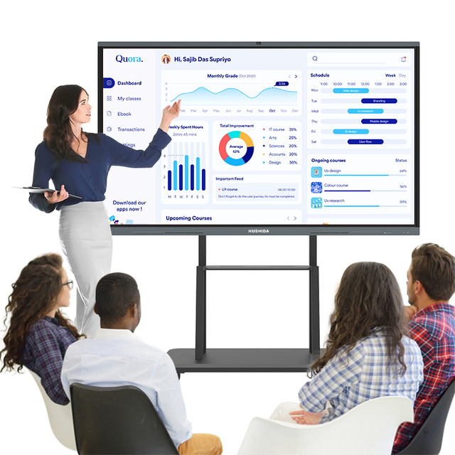 Ultra HD 4K Screen Interactive Monitor Ir Touch Oem Android System 65 75 Inches Interactive Flat Panel with Mobile Stand
