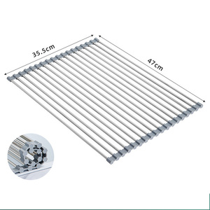 <span class=keywords><strong>Escurridor</strong></span> de Platos Enrollable, Cubierta para Fregadero, Organizador <span class=keywords><strong>Multiusos</strong></span> para Fregadero de Cocina, <span class=keywords><strong>Plegable</strong></span>, de Acero Inoxidable, Ecológico, Desmontable - Product Image 6