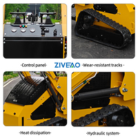 ZIVEAO 0.1m³ Bucket Tracked Diesel High Flow Hydraulic Compact Mini Skid Steer Loader dengan Track dan Backhoe
