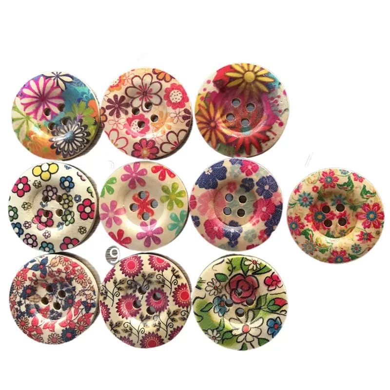 Impression créative 30mm boutons ronds en bois vêtements tissu bijoux décoration bricolage accessoires faits à la main