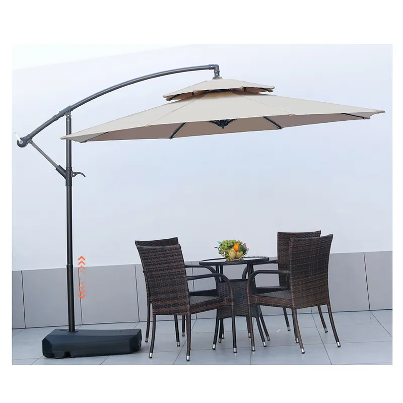 Offerta di tempo limitato Patio tavolo ombrellone esterno Patio Morden giardino di lusso ombrellone esterno con sedia da tavolo luce a Led