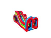 Pista de Obstáculos Inflable Multicolor Arcoíris, Divertido Brincolín OC030, Equipo de Juego Infantil de PVC Resistente para Alquiler en Exteriores