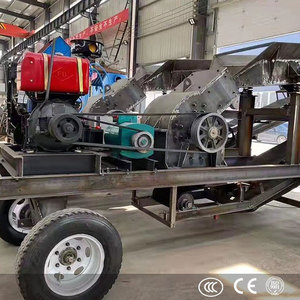 Portable Tire Diesel Mobile Horizontal Glass Stone Hammer Mill Grinding Crusher Plant <b>Machine</b> - Product Image 1