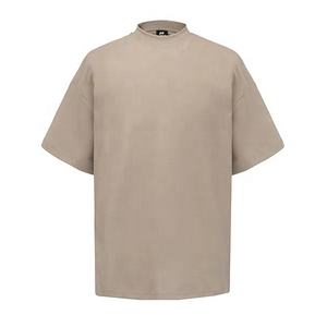 Custom High Neck T-shirt Blank Solid Color 100% Cotton Plain T Shirt for <b>Men</b> - Product Image 2
