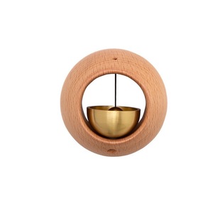 Timbre de Madera Redondo de Haya con Imán, Decoración Moderna para Entrada - Product Image 2