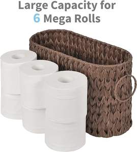 Panier de rangement en rotin synthétique tressé pour papier <span class=keywords><strong>toilette</strong></span> de salle de bain, paniers de rangement pour chambre à coucher avec poignées - Product Image 5