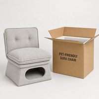 USMILEPET Chaise Partagée Homme-Animal, Lit pour Chat Rembourré Type Grotte, avec Dossier Capitonnée Intégré sous le Siège, pour Mobilier d'Animaux