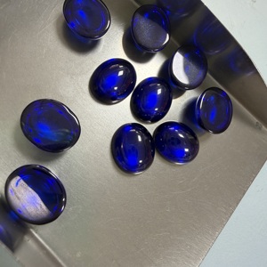 Créé en laboratoire # 34 pierres précieuses synthétiques en corindon bleu royal, taille cabochon ovale, en vrac - Product Image 5