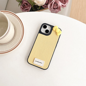 Nuova <span class=keywords><strong>Cover</strong></span> Minimalista in Pelle con Fiocco 3D a Cartone Animato, Colori Caramella, per <span class=keywords><strong>iPhone</strong></span> 17 16 15 Pro Max, con Bordo Nero e Foro Grande - Product Image 3
