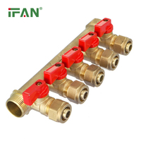 Collecteur de chauffage au sol en laiton IFAN, prix usine, collecteur d'eau PEX 2 voies, 3 voies, 4 voies en laiton