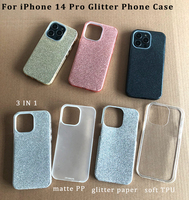 Coque de téléphone portable en TPU PC avec feuille de paillettes 3 en 1 pour iPhone 16 Pro Max 16 16 Plus 15 14 13