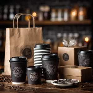 Tại Gói giải pháp xây dựng thương hiệu compostable cốc nóng cho Takeaway thực phẩm và đồ uống PLA nắp và ống hút cách điện Kraft chủ sở hữu giấy - Product Image 1