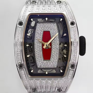 RM07-01 Nouvelle montre mécanique de luxe unisexe, boîtier en céramique, élément rouge, cadran squelette automatique, forme tonneau, mouvement ETA, saphir - Product Image 2