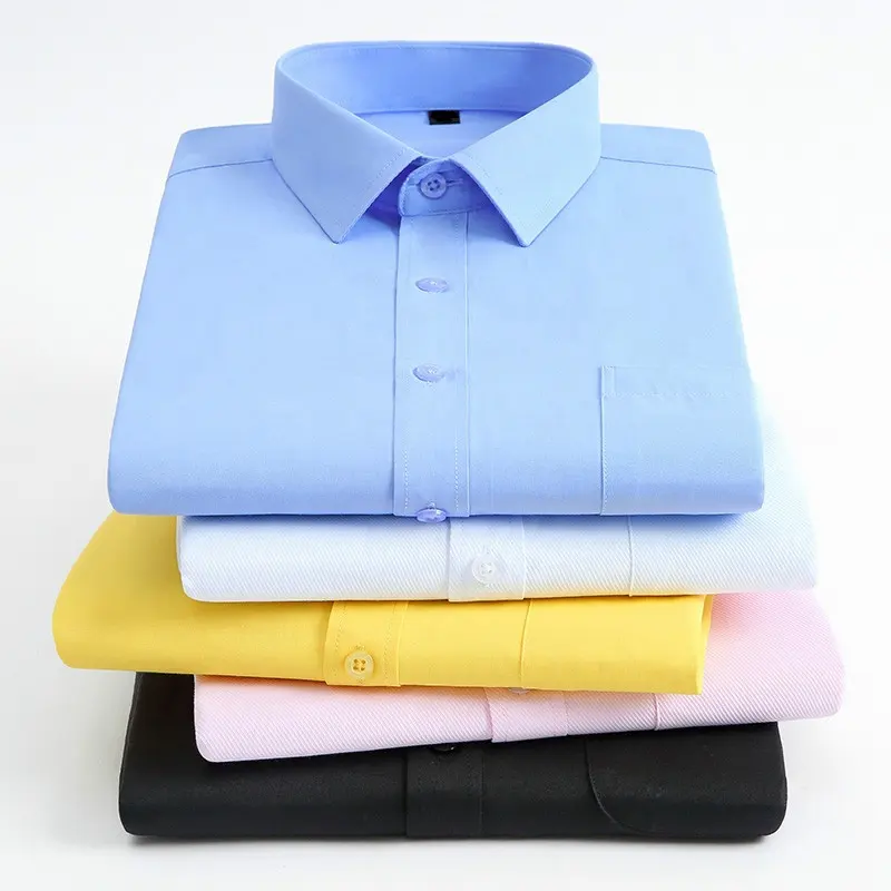 Custom Wholesale Polyester or 100% Cotton mens formal long sleeve homme printing plain Solid Casual business dress shirts