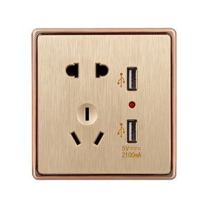 Wall <b>Socket</b> <b>With</b> Dual <b>USB</b> 5 Hole Panel 86mm x 90mm Plastic For Wall Installation - Product Image 3